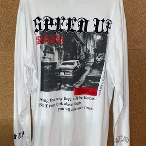 White long sleeve graphic t-shirt Size:L